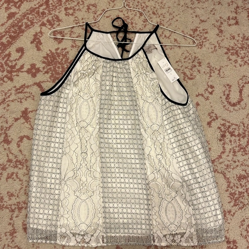 NWT White and Black Lace Tank
